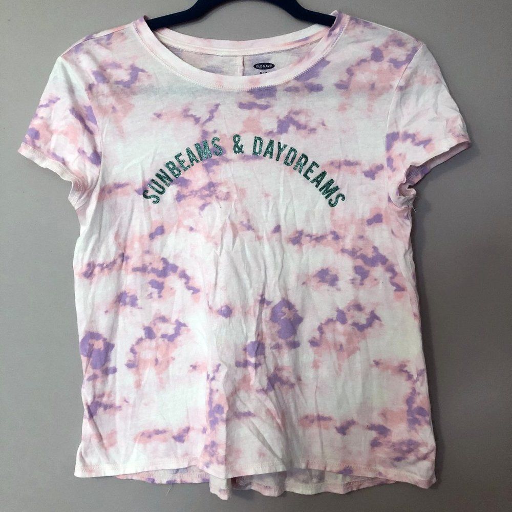 Tie Dye Sunbeams and Daydreams Girls T shirt Size 14 Pink Purple